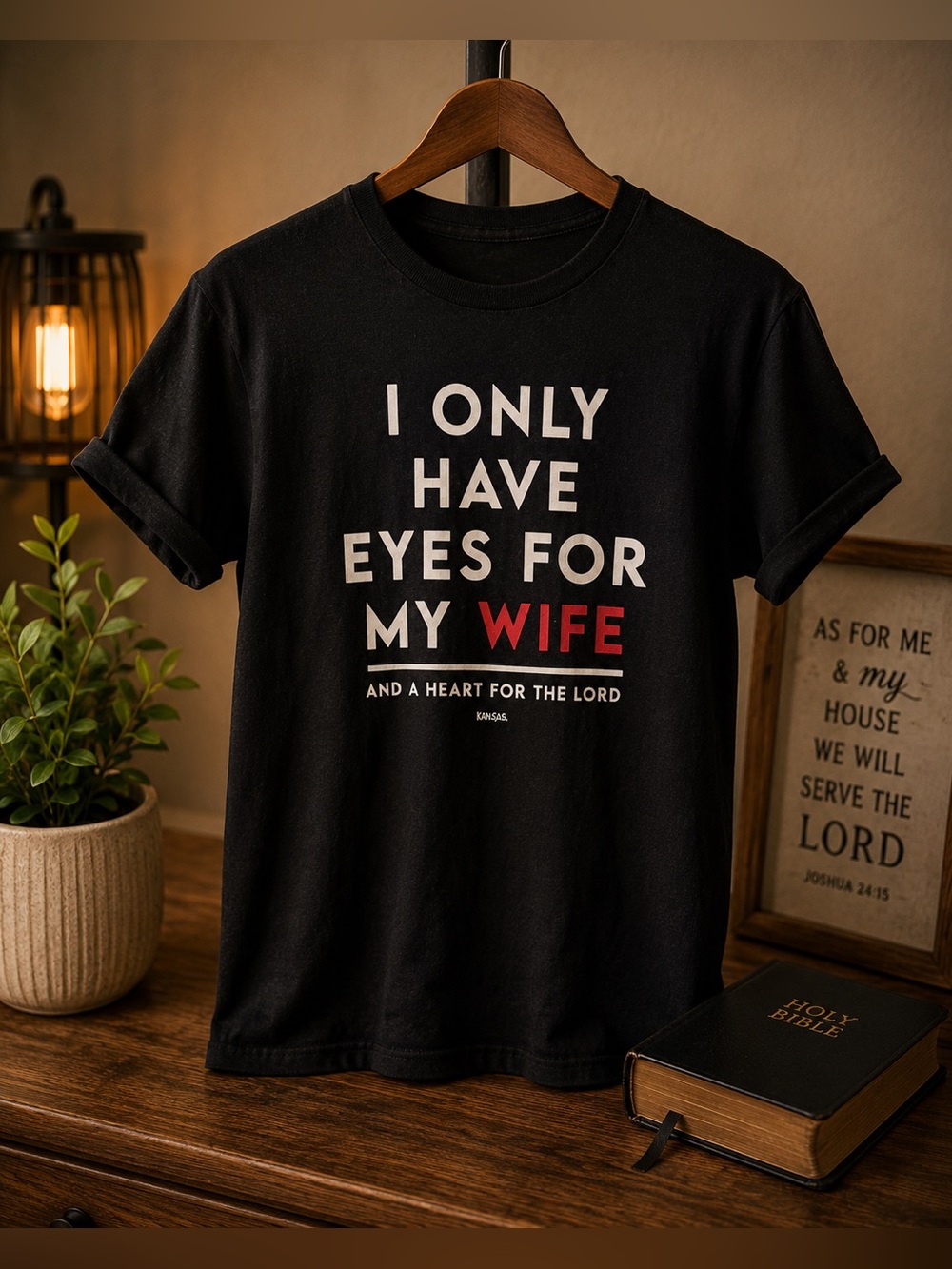 Gray Men's T-Shirt - 'I Only Have Eyes for My Wife' and a heart for the Lord